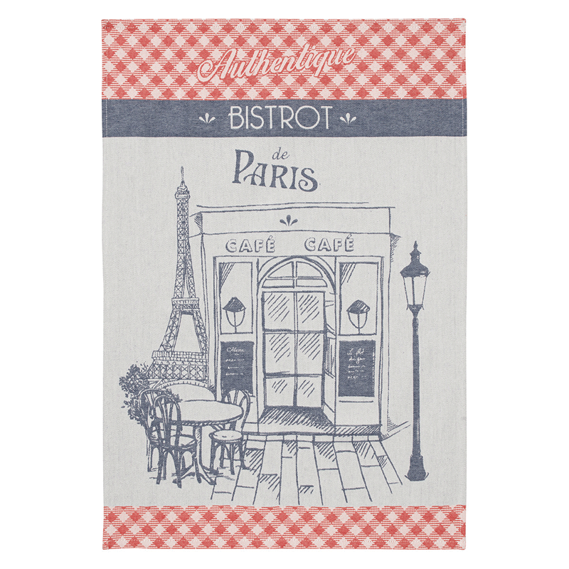 Authentic French  Bistro feel in your kitchen with this jacquard tea towel. Available on French Bliss