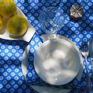 SORMIOU Blue & White Rectangular Cotton Tablecloth