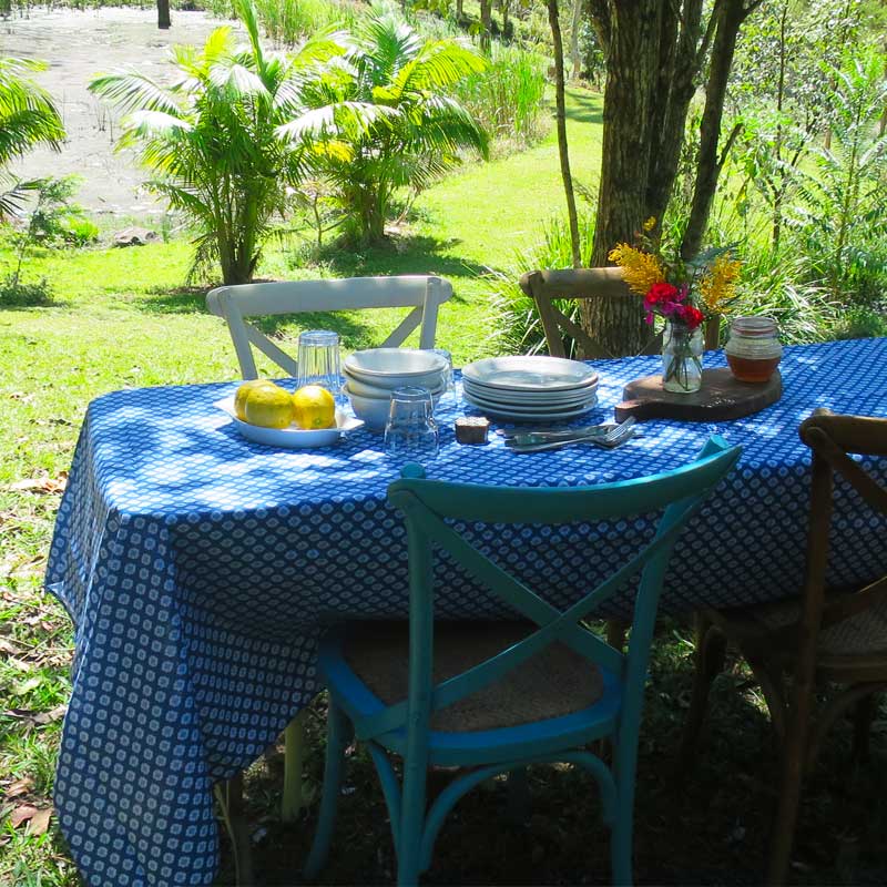 Sormiou Blue And White Rectangular Tablecloth Provencal Cotton Australia French Bliss 9210